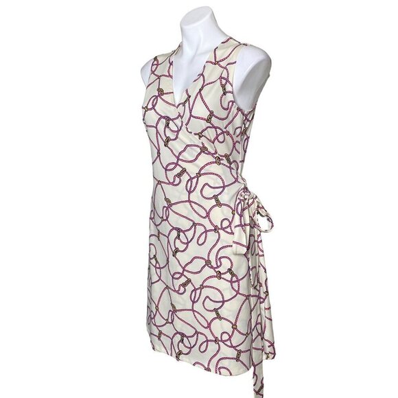 JB by Julie Brown Nautical Rope Print Wrap Dress, Sleeveless Women's Size L - Picture 7 of 10